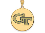 Logoart Sterling Silver Gp Georgia Institute Of Tech Extra Large  Enamel Disc Pendant