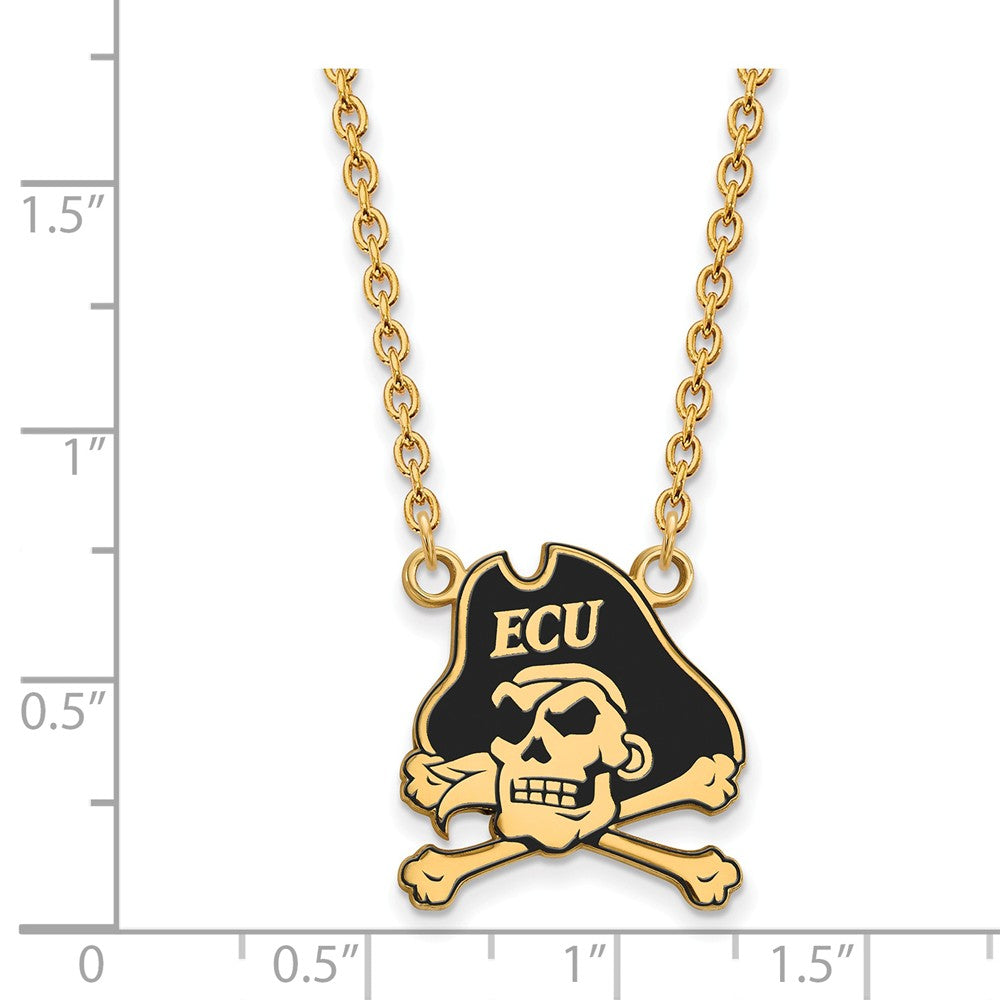 Logoart Sterling Silver Gp East Carolina U Large Enamel Pendant Necklace