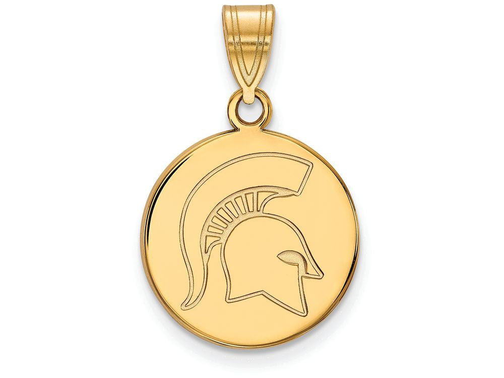 Logoart Sterling Silver Gp Michigan State University Medium Disc Pendant