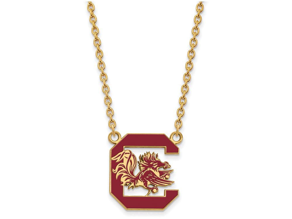 Logoart Sterling Silver Gp U Of South Carolina Large  Enamel Pendant Necklace