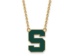 Logoart Sterling Silver Gp Michigan State U Large  Enamel Pendant Necklace