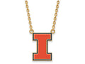 Logoart Sterling Silver Gp University Of Illinois Large  Enamel Pendant Necklace