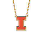 Logoart Sterling Silver Gp University Of Illinois Large  Enamel Pendant Necklace