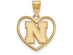 Logoart Sterling Silver Gp University Of Nebraska Pendant In Heart