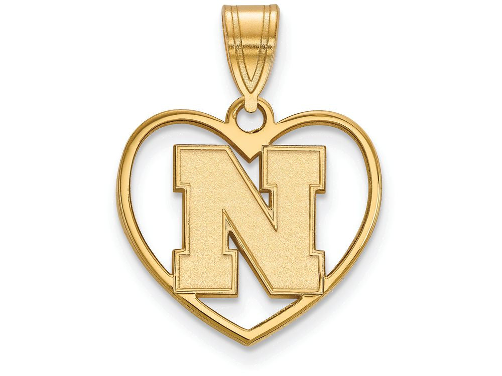 Logoart Sterling Silver Gp University Of Nebraska Pendant In Heart