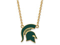 Logoart Sterling Silver Gp Michigan State U Large  Enamel Pendant Necklace