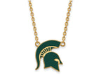 Logoart Sterling Silver Gp Michigan State U Large  Enamel Pendant Necklace