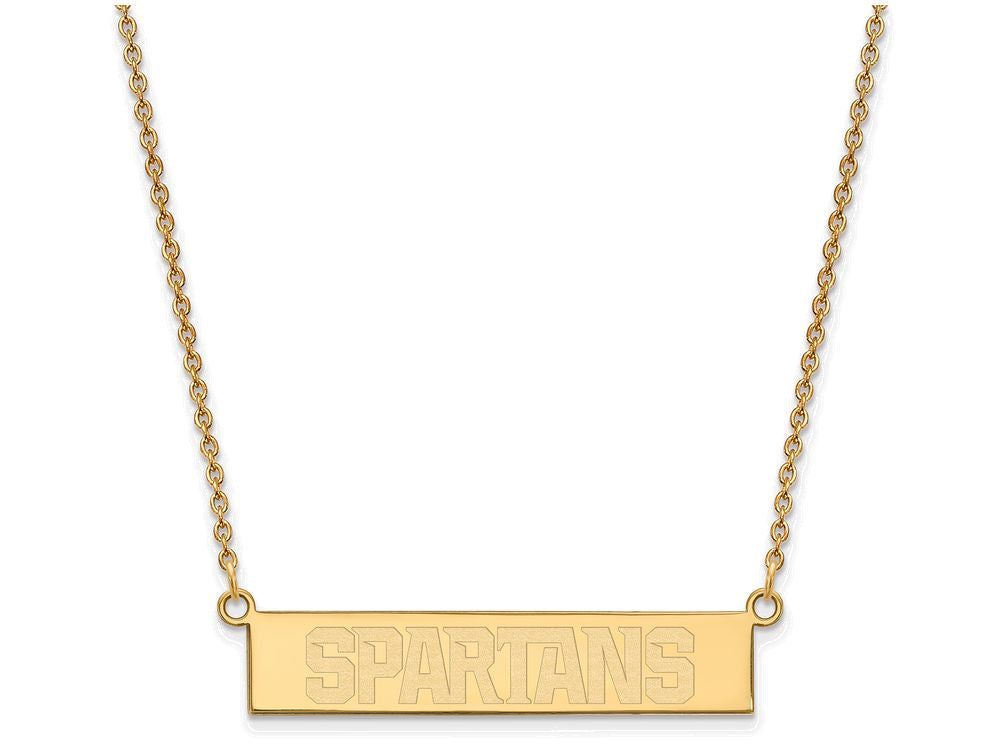 Logoart Sterling Silver Gp Michigan State University Small Bar Necklace