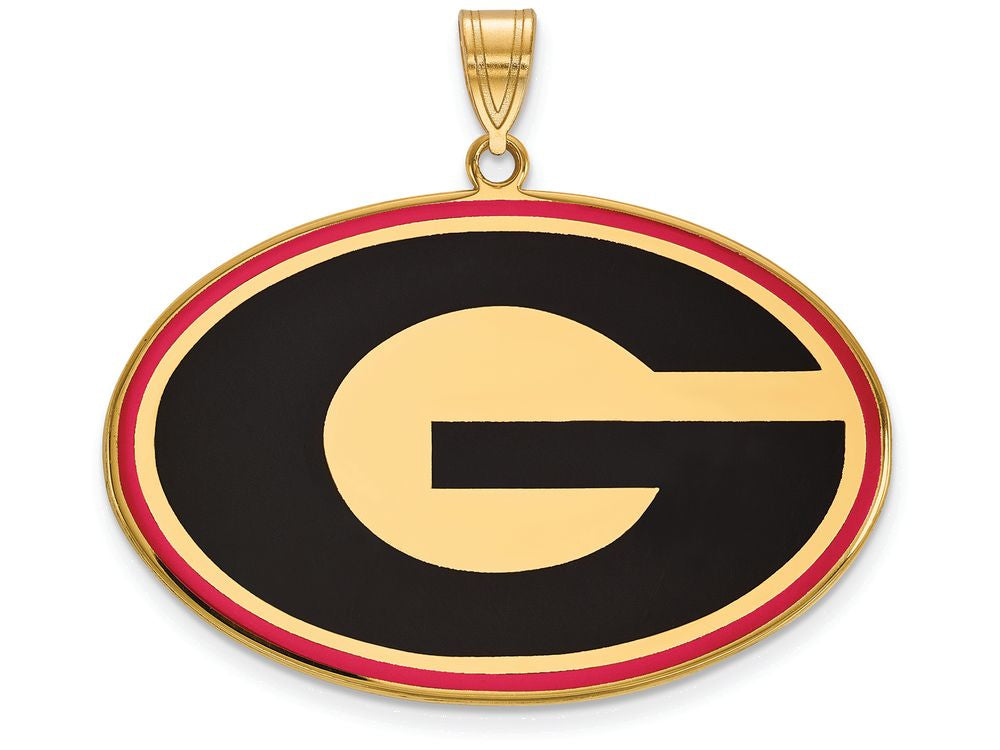 Logoart Sterling Silver Gp University Of Georgia Extra Large  Enamel Pendant