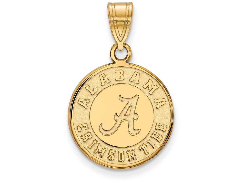 Logoart Sterling Silver Gp University Of Alabama Medium Disc Pendant