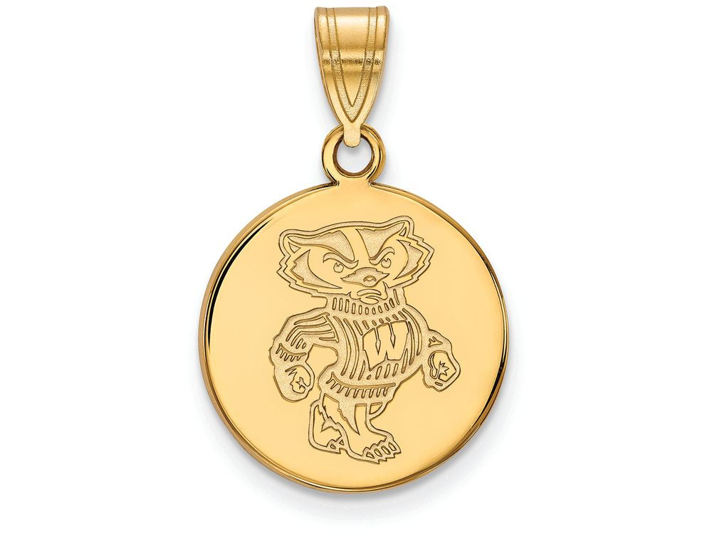 Logoart Sterling Silver Gp University Of Wisconsin Medium Disc Pendant