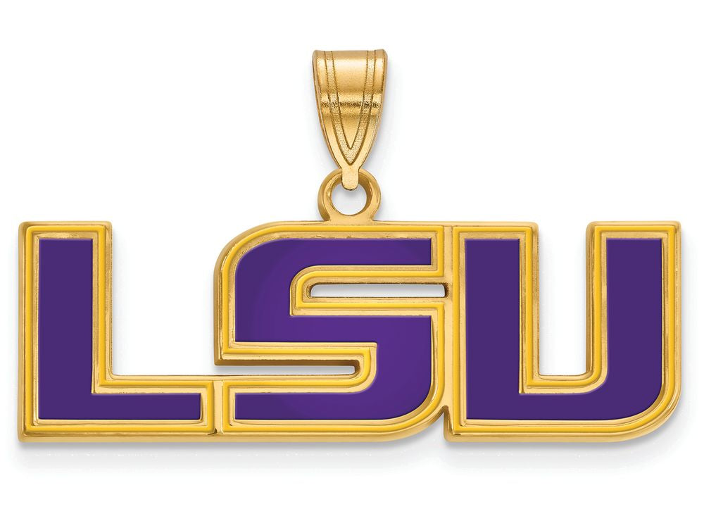 Logoart Sterling Silver Gp Louisiana State U Medium Enamel Pendant