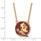 Logoart Sterling Silver Gp Florida State University Large  Enamel Pendant Necklace