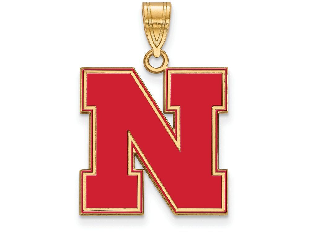 Logoart Sterling Silver Gp University Of Nebraska Large Enamel Pendant