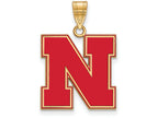 Logoart Sterling Silver Gp University Of Nebraska Large Enamel Pendant