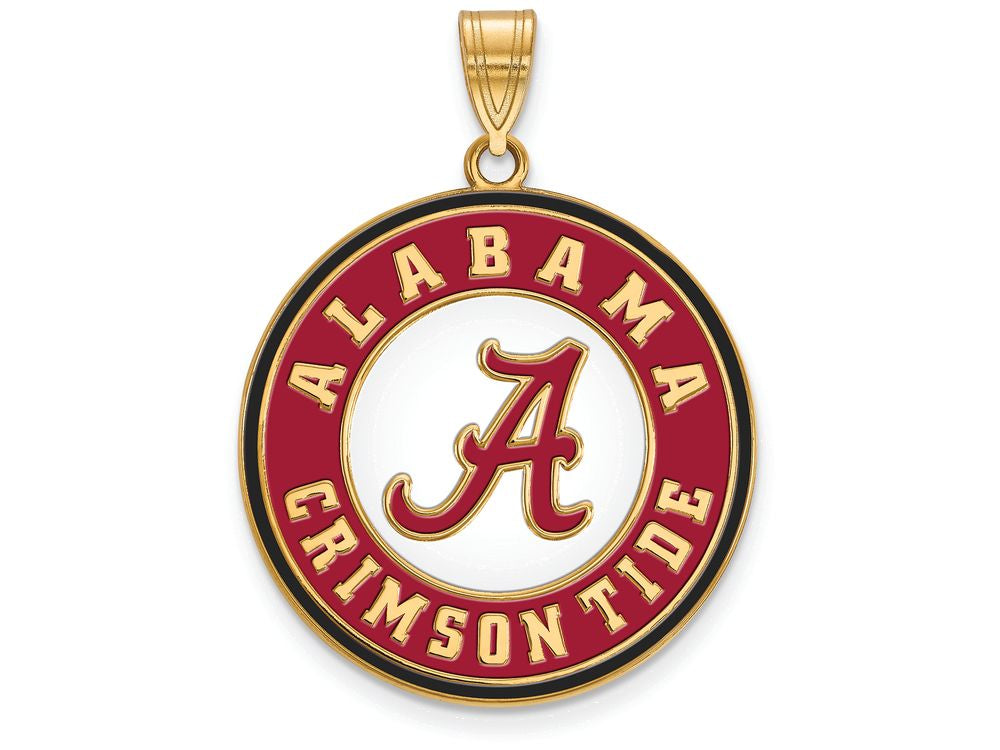 Logoart Sterling Silver Gp University Of Alabama Extra Large  Enamel Disc Pendant