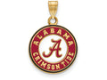Logoart Sterling Silver Gp University Of Alabama Medium Enamel Disc Pendant