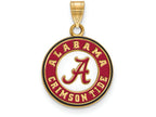 Logoart Sterling Silver Gp University Of Alabama Medium Enamel Disc Pendant