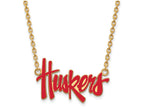 Logoart Sterling Silver Gp U Of Nebraska Large Enamel Pendant Necklace