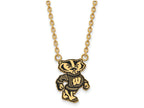Logoart Sterling Silver Gp U Of Wisconsin Large Enamel Pendant Necklace