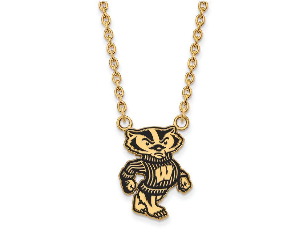 Logoart Sterling Silver Gp U Of Wisconsin Large Enamel Pendant Necklace