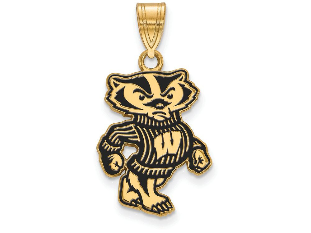 Logoart Sterling Silver Gp University Of Wisconsin Large Enamel Pendant