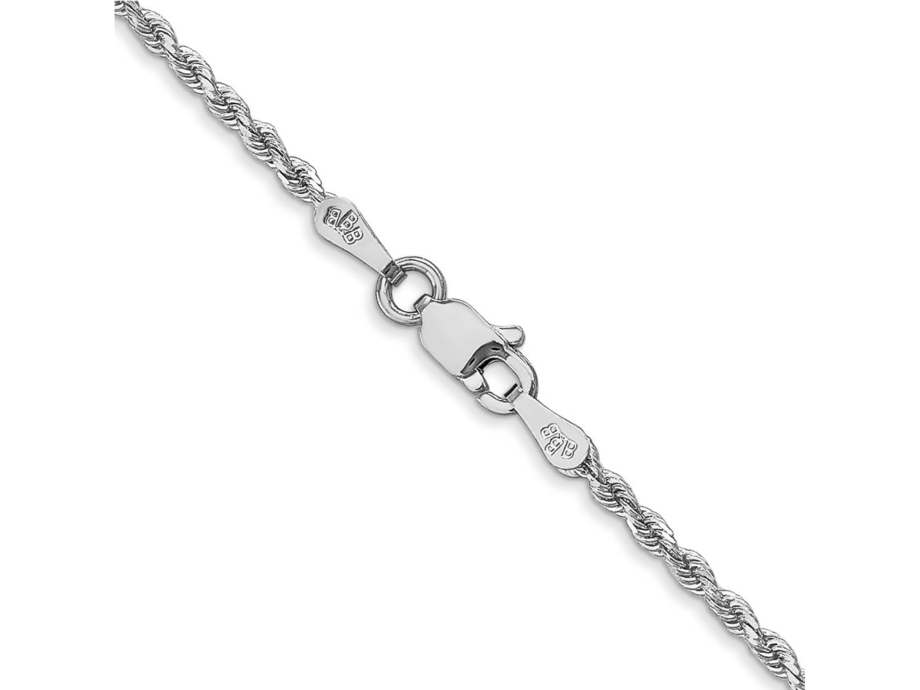 FJC Finejewelers 14 kt White Gold Hand Made Bright Cut Rope Chain Lobster Clasp 36 Inches x 1.75 mm