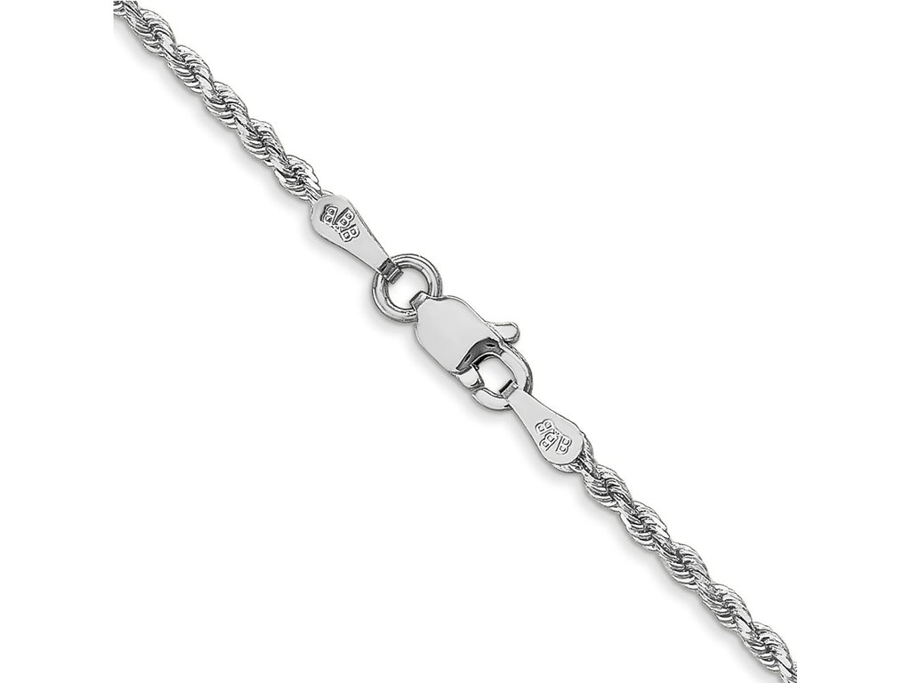 FJC Finejewelers 14 kt White Gold Hand Made Bright Cut Rope Bracelet Lobster Clasp 5.5 Inches x 1.75 mm