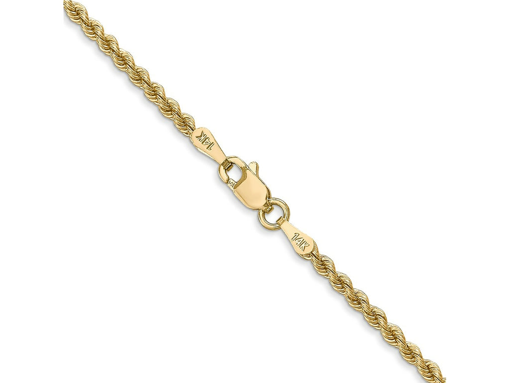 FJC Finejewelers 14 kt Yellow Gold Hand Made Rope Chain Lobster Clasp 36 Inches x 2.25 mm