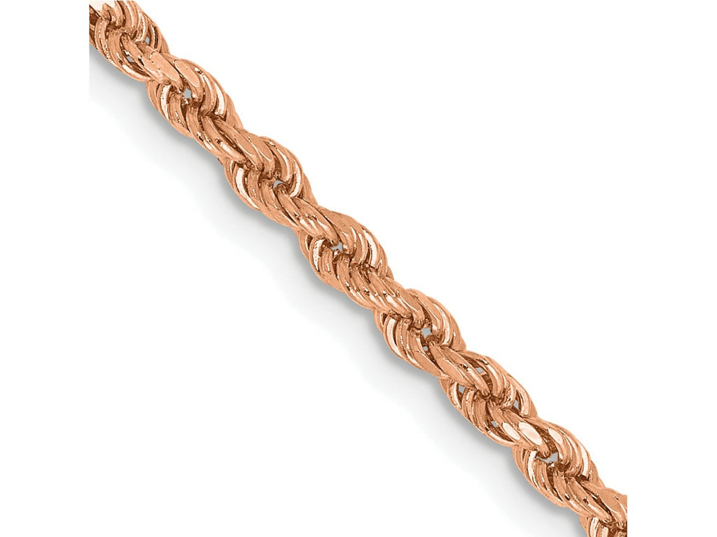 FJC Finejewelers 14 kt Rose Gold Hand Made Bright Cut Rope Necklace Lobster Clasp 24 Inches x 2.25 mm