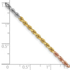 FJC Finejewelers 14 kt Tri Color Gold Bright Cut Rope Chain Lobster Clasp 22 Inches x 2.5 mm