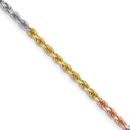 FJC Finejewelers 14 kt Tri Color Gold Bright Cut Rope Chain Lobster Clasp 22 Inches x 2.5 mm