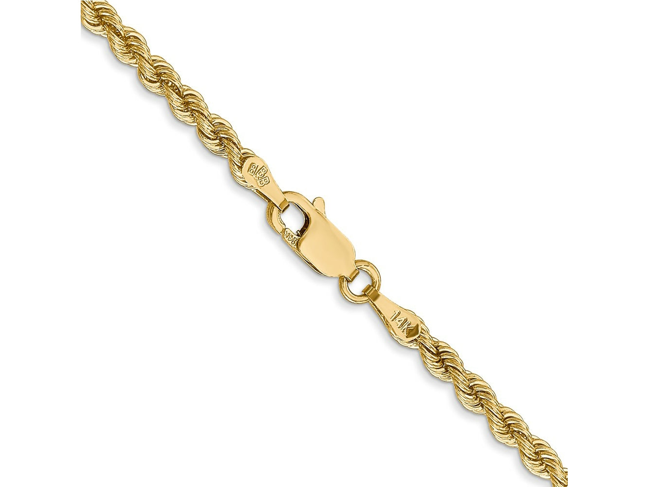 FJC Finejewelers 14 kt Yellow Gold Hand Made Rope Chain Lobster Clasp 36 Inches x 2.75 mm