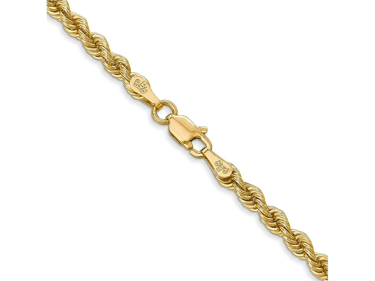 FJC Finejewelers 14 kt Yellow Gold Hand Made Rope Chain Lobster Clasp 36 Inches x 3 mm