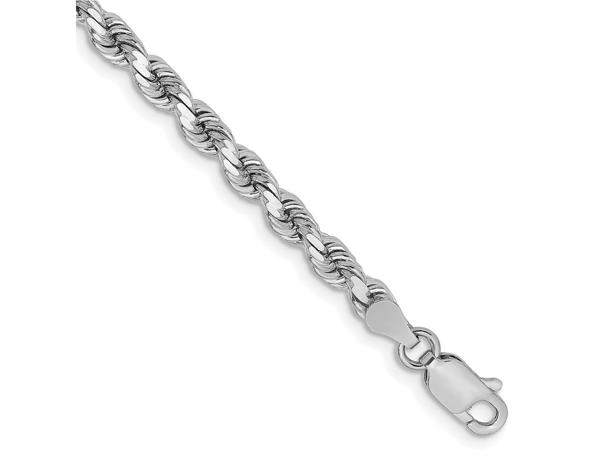 FJC Finejewelers 14 kt White Gold Bright Cut Rope Bracelet Lobster Clasp 7 Inches x 3.75 mm