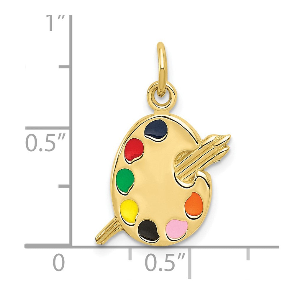 FJC Finejewelers 10 kt Yellow Gold Enameled Themed Artist Palette Charm 20 mm x 12 mm