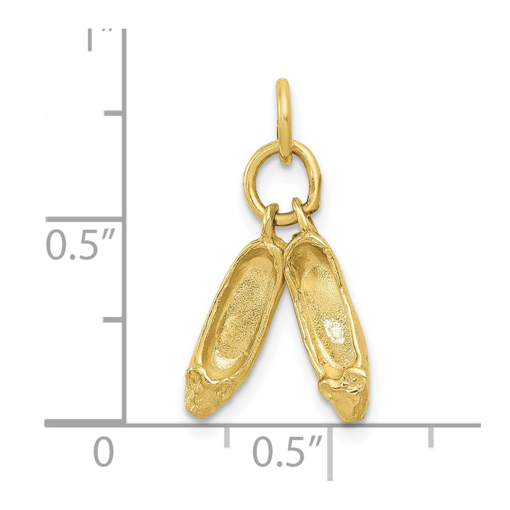 FJC Finejewelers 10 kt Yellow Gold Themed Ballet Slippers Charm 20 mm x 7 mm
