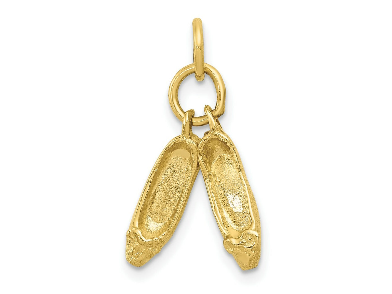 FJC Finejewelers 10 kt Yellow Gold Themed Ballet Slippers Charm 20 mm x 7 mm