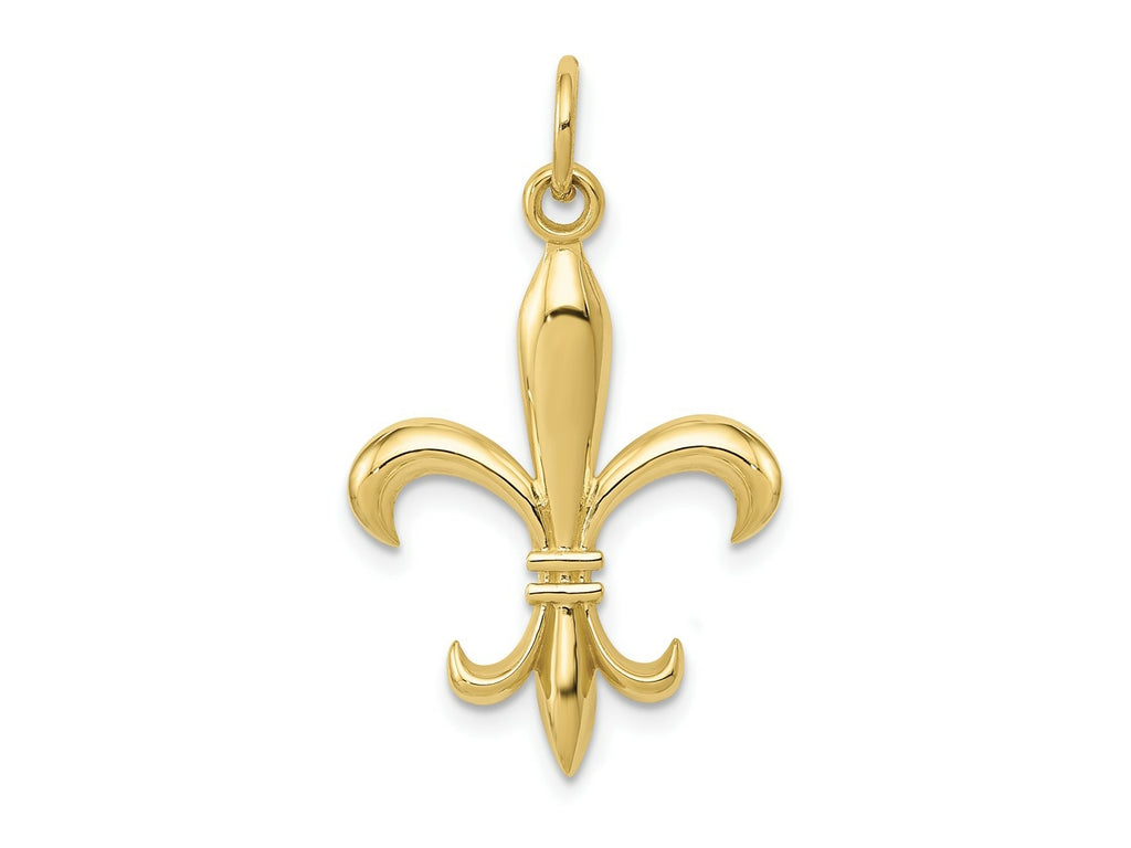 FJC Finejewelers 10 kt Yellow Gold Themed Hollow Fleur De Lis Charm 30 mm x 18 mm