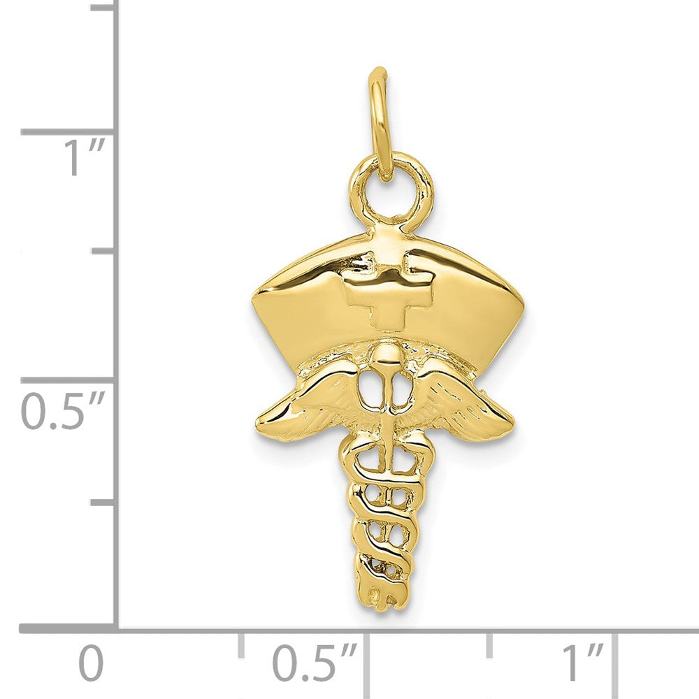FJC Finejewelers 10 kt Yellow Gold Themed Nurse Symbol Charm 30 mm x 15 mm