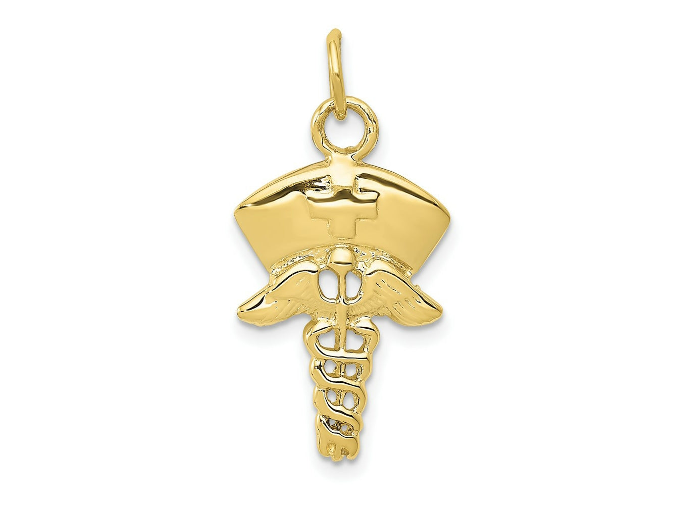 FJC Finejewelers 10 kt Yellow Gold Themed Nurse Symbol Charm 30 mm x 15 mm