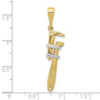 FJC Finejewelers 10 kt Yellow Gold and Rhodium Themed  3-D Pipe Wrench Charm 40 mm x 10 mm