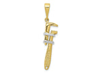 FJC Finejewelers 10 kt Yellow Gold and Rhodium Themed  3-D Pipe Wrench Charm 40 mm x 10 mm