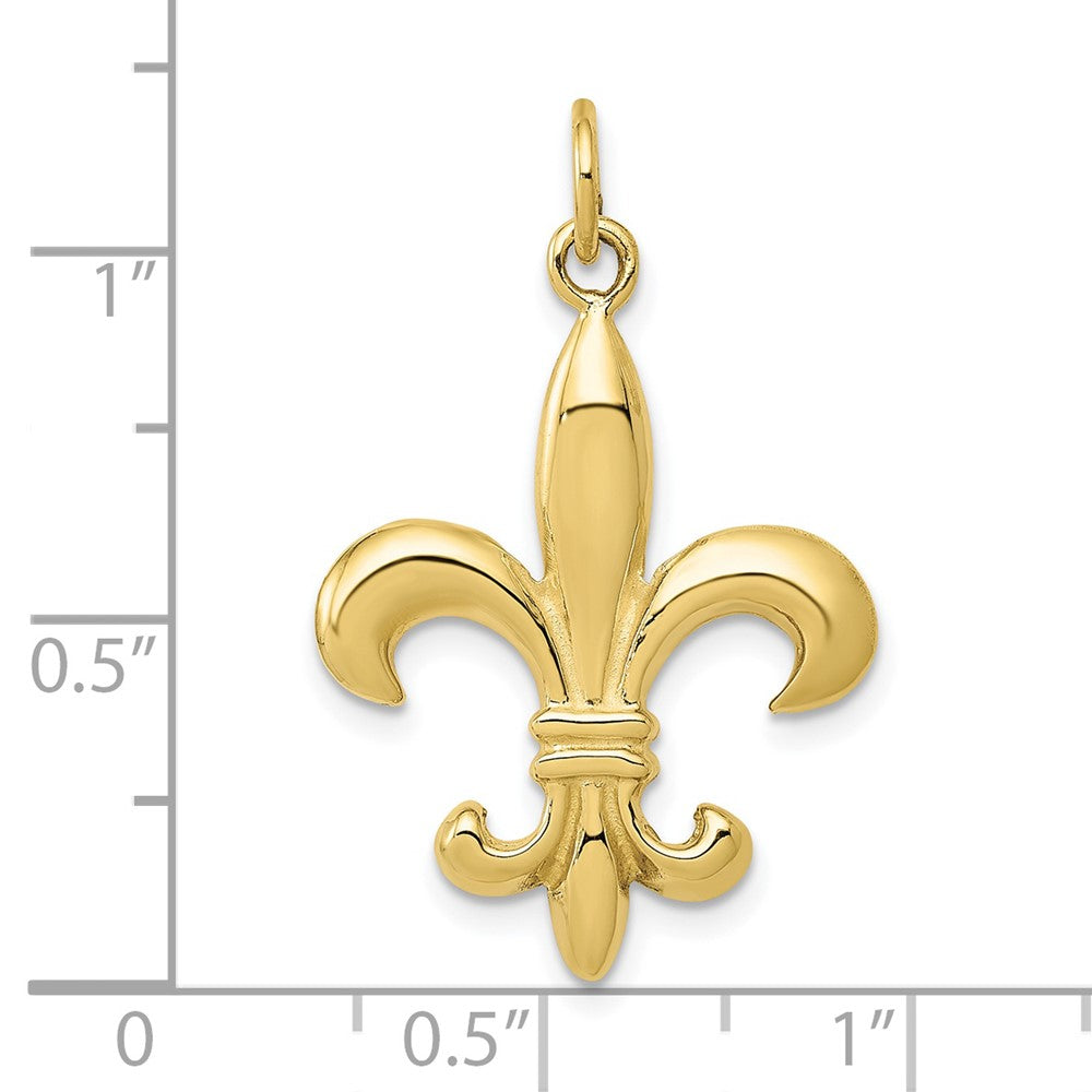 FJC Finejewelers 10 kt Yellow Gold Themed Solid Fleur de Lis 3-D Charm 30 mm x 20 mm