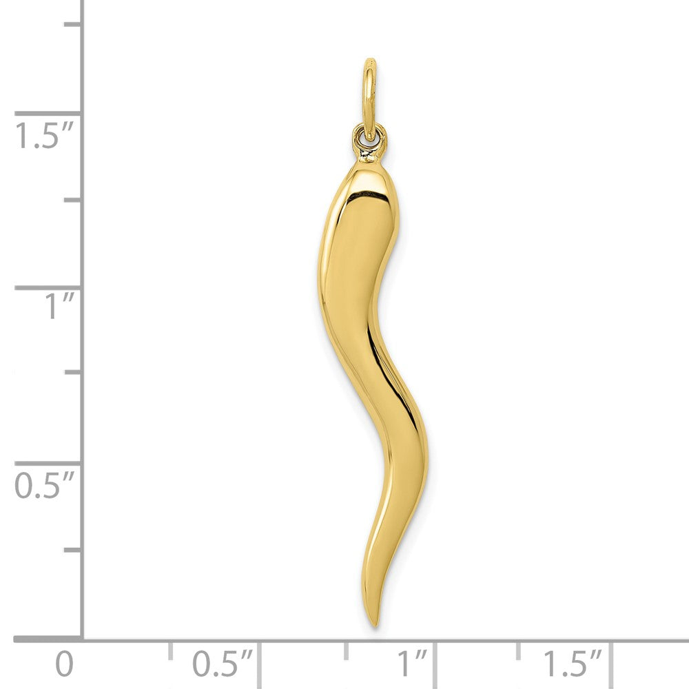 FJC Finejewelers 10 kt Yellow Gold Themed Large Italian Horn Charm 40 mm x 5 mm