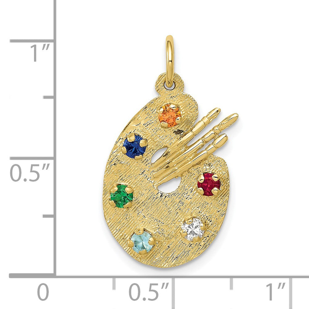 FJC Finejewelers 10 kt Yellow Gold Themed CZ Stones Artist Palette Charm 25 mm x 14 mm