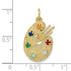 FJC Finejewelers 10 kt Yellow Gold Themed CZ Stones Artist Palette Charm 25 mm x 14 mm