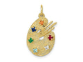 FJC Finejewelers 10 kt Yellow Gold Themed CZ Stones Artist Palette Charm 25 mm x 14 mm