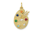 FJC Finejewelers 10 kt Yellow Gold Themed CZ Stones Artist Palette Charm 25 mm x 14 mm