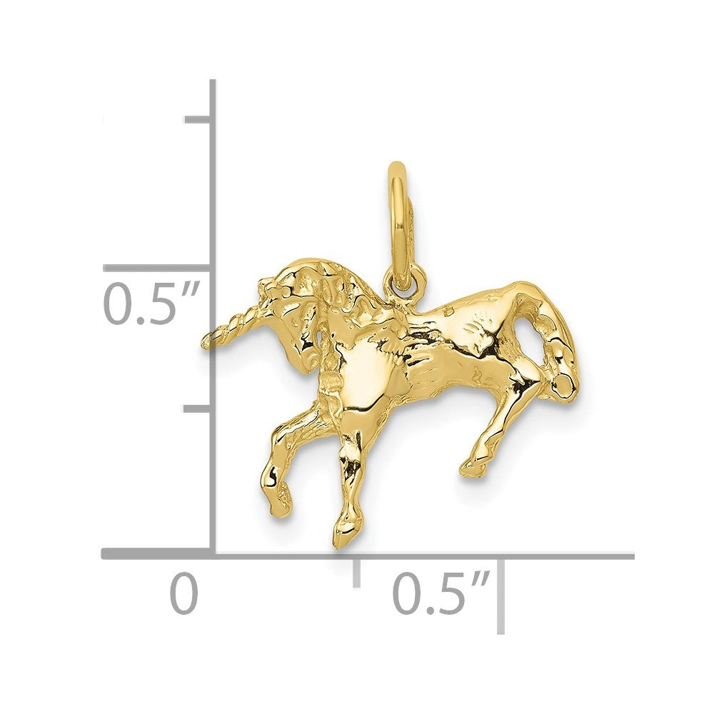 FJC Finejewelers 10 kt Yellow Gold Themed Unicorn Charm 14 mm x 16 mm